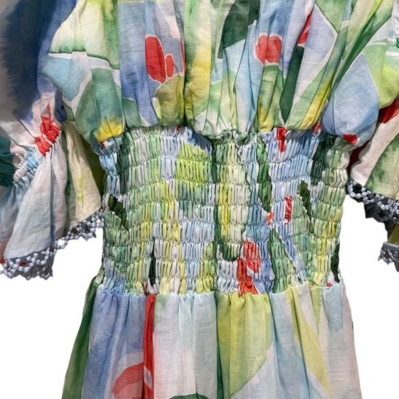 Charo Ruiz Giulia Short Dress Barbary Print Blue Multicolored Size Medium - Picture 5 of 9